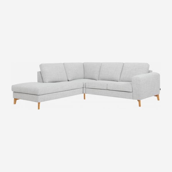 2-Sitzer-Sofa mit Open-End links aus Stoff, hellgrau - fester Komfort