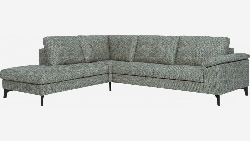 3-Sitzer-Sofa mit Chaiselongue links aus Stoff, graublau - fester Komfort