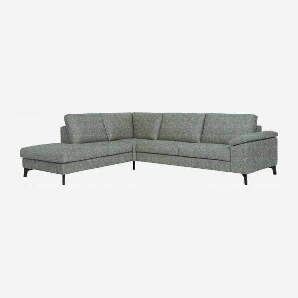 3-Sitzer-Sofa mit Chaiselongue links aus Stoff, graublau - fester Komfort
