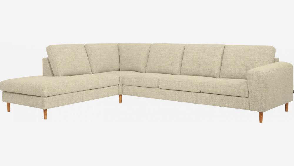 4-Sitzer-Sofa mit Open-End links aus Stoff, cremeweiß - fester Komfort