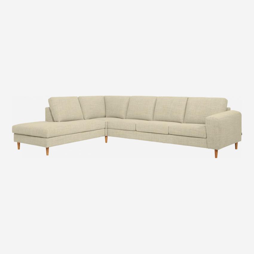 4-Sitzer-Sofa mit Open-End links aus Stoff, cremeweiß - fester Komfort