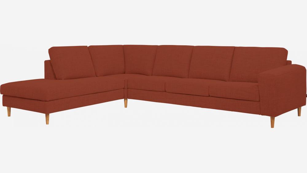 4-Sitzer-Sofa mit Open-End links aus Stoff, rostrot -  fester Komfort