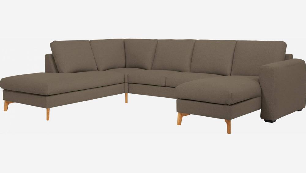 2-Sitzer-Sofa mit Chaiselongue und Open-End rechts aus Stoff, graubraun - fester Komfort