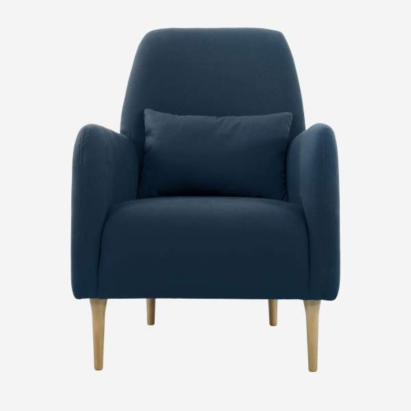Sessel aus Stoff, blau, helle Füße