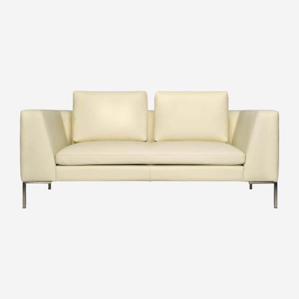 2 seater sofa in Eton veined leather, cream