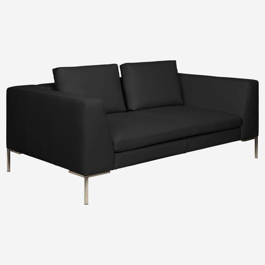 2-Sitzer-Sofa aus Eton-Leder - Schwarz