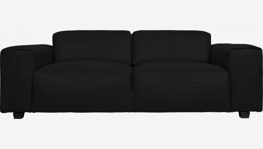 Savoy leather 3-seater sofa - Black