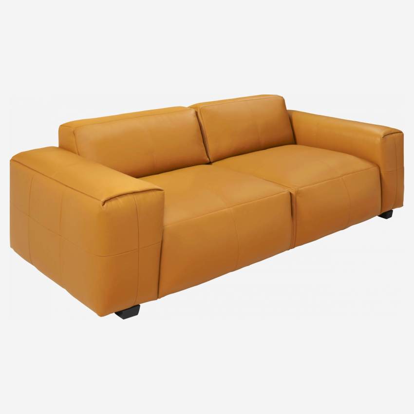 Savoy leather 3-seater sofa - Cognac