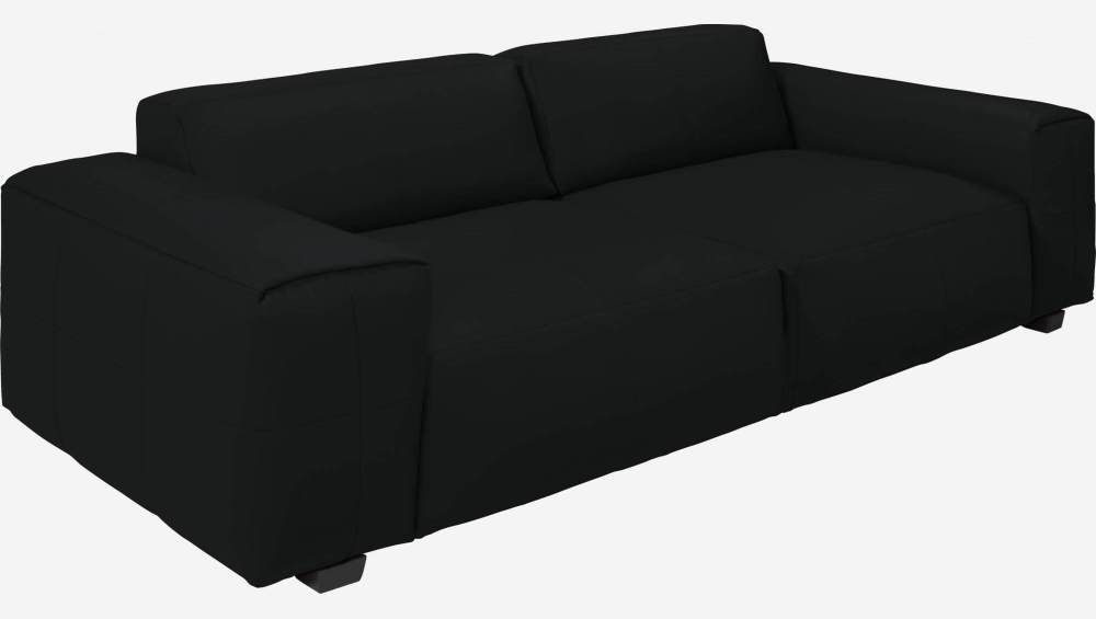 Savoy leather 2-seater sofa - Black