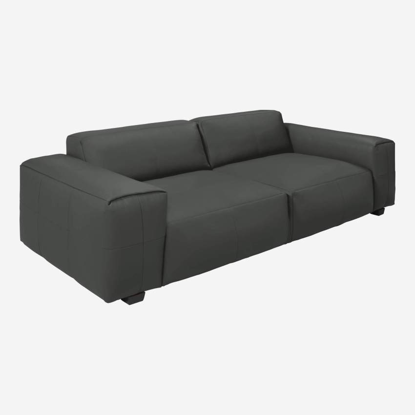 Savoy leather 2-seater sofa - Anthracite grey