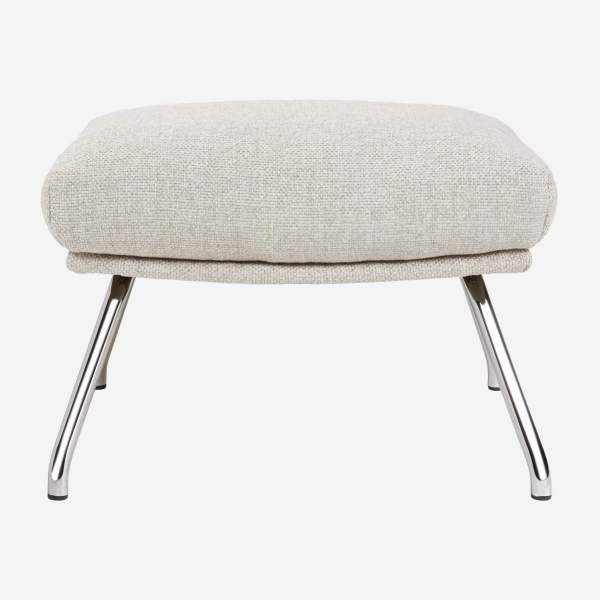 Footstool in Lecce fabric, nature with chromed metal legs