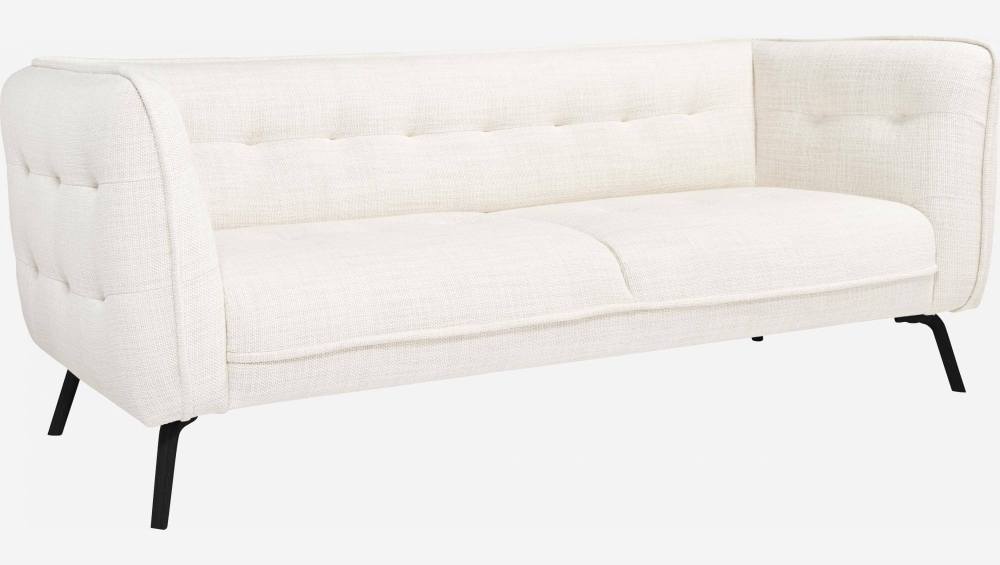Fasoli fabric 3-seater sofa - White - Dark legs
