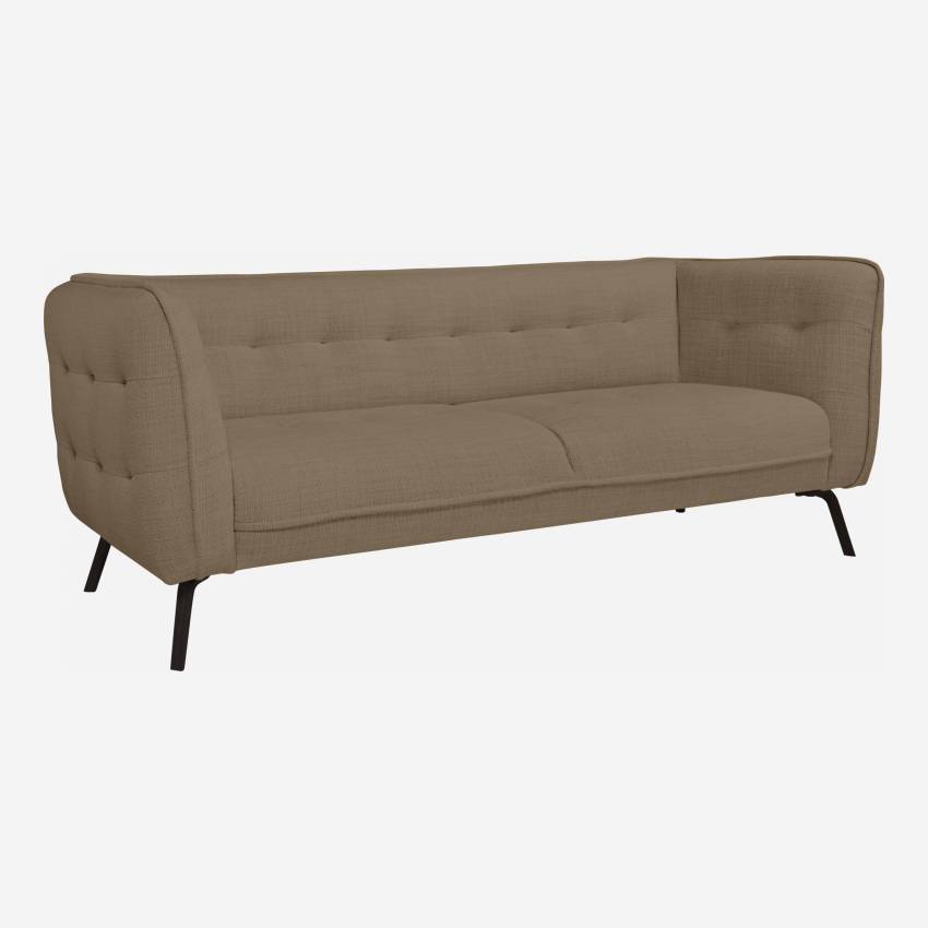3-Sitzer-Sofa aus Fasoli-Stoff - Braun - Dunkle Füße