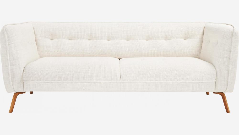3-Sitzer-Sofa aus Fasoli-Stoff - Weiß - Eichenfüße