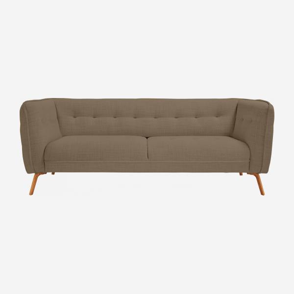 Fasoli fabric 3-seater sofa - Brown - Oak legs
