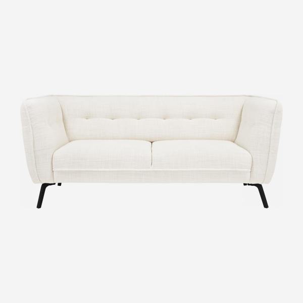 2-Sitzer-Sofa aus Fasoli-Stoff - Weiß - Dunkle Füße