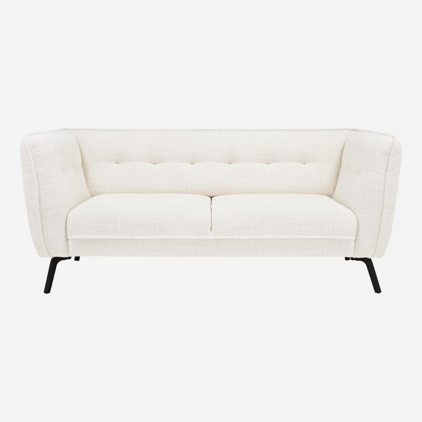 Fasoli fabric 2-seater sofa - White - Dark legs