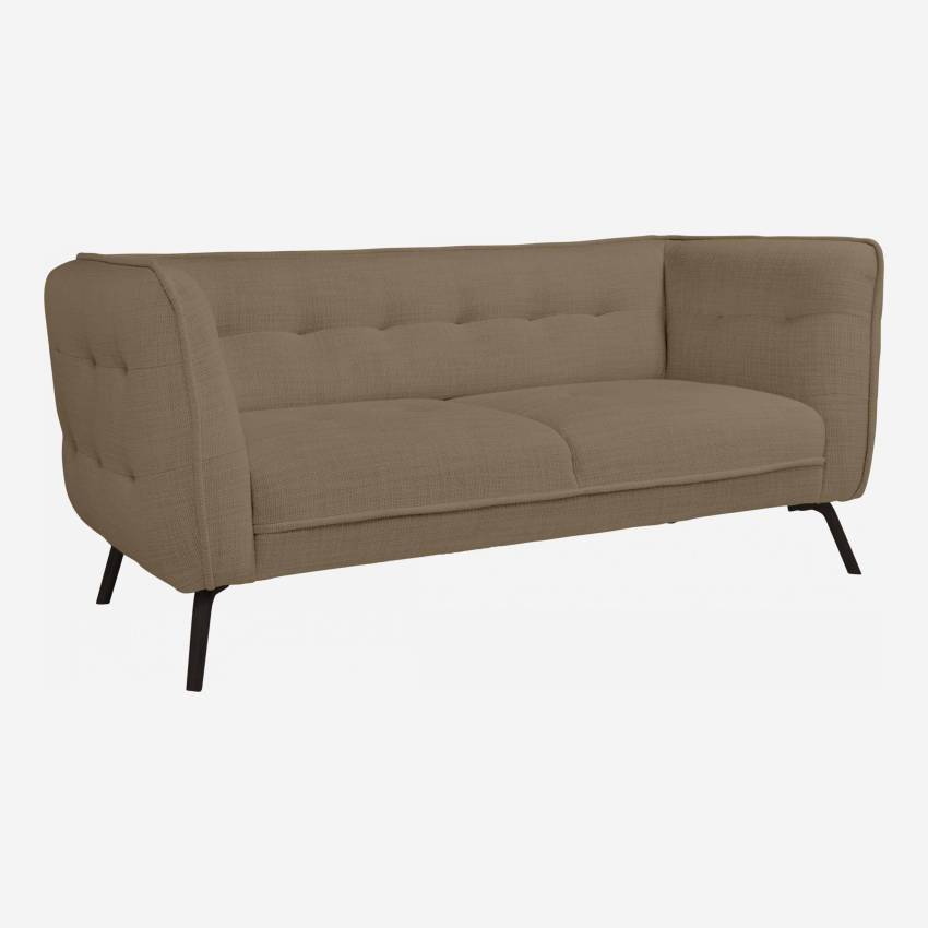 2-Sitzer-Sofa aus Fasoli-Stoff - Braun - Dunkle Füße