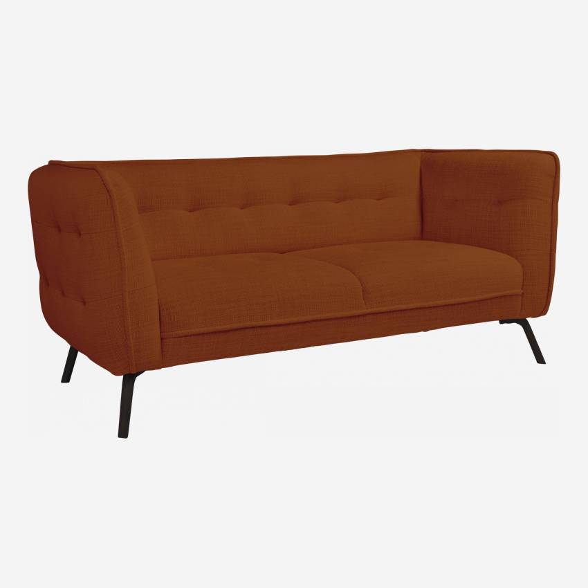 Fasoli fabric 2-seater sofa - Brick red - Dark legs