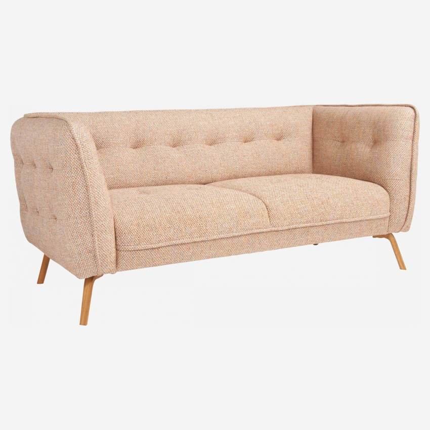 Bellagio fabric 2-seater sofa - Orange - Oak legs