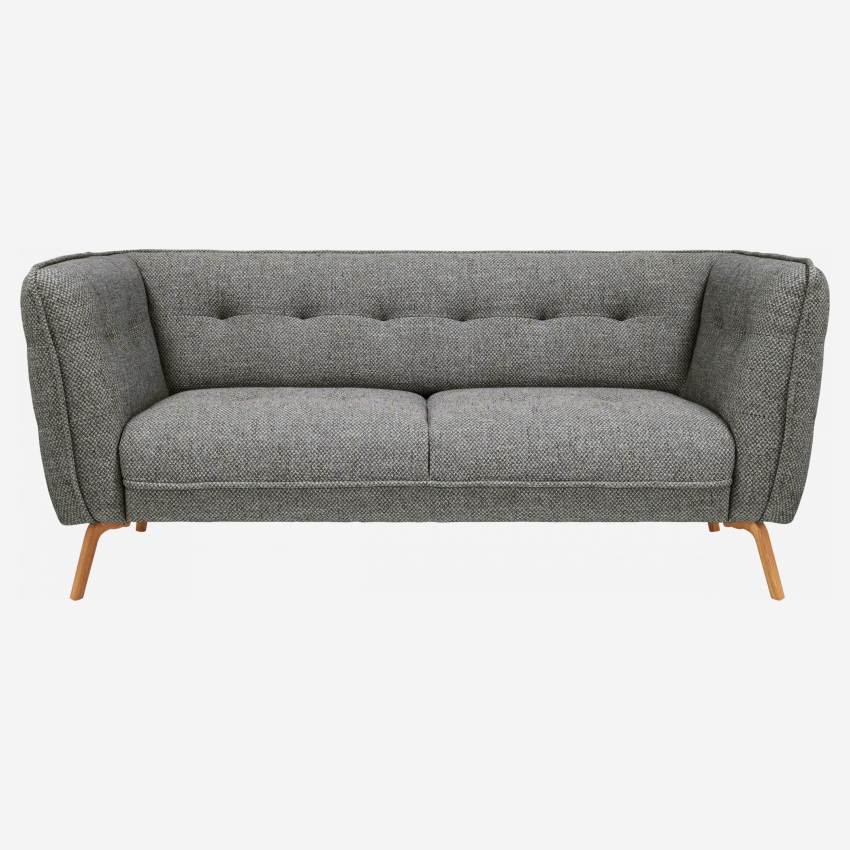 Bellagio fabric 2-seater sofa - Grey Black - Oak Legs