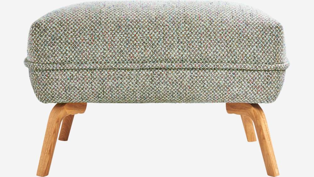 Bellagio fabric footstool - Grey Green - Oak legs