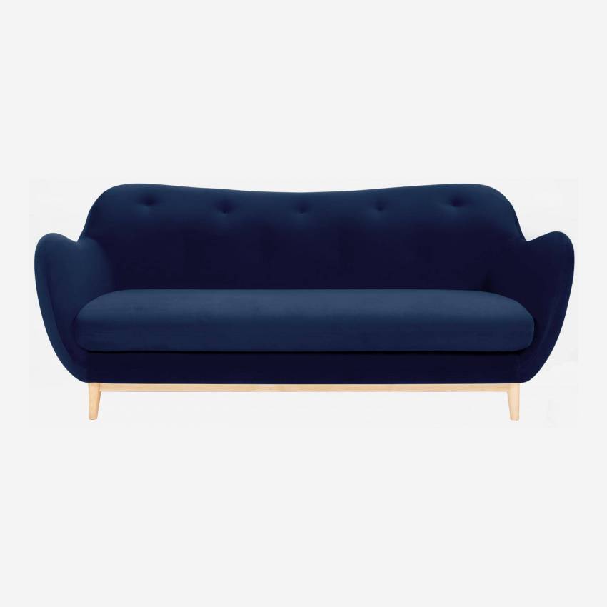 3-Sitzer-Sofa aus blauem Samt - Design by Adrien Carvès