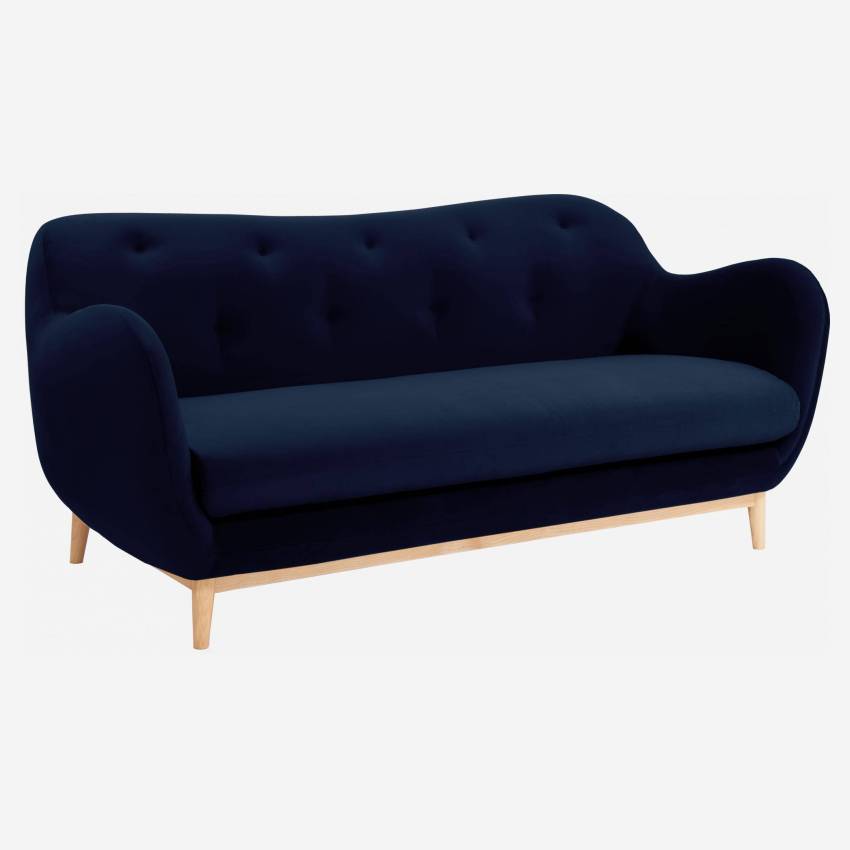 3-Sitzer-Sofa aus blauem Samt - Design by Adrien Carvès