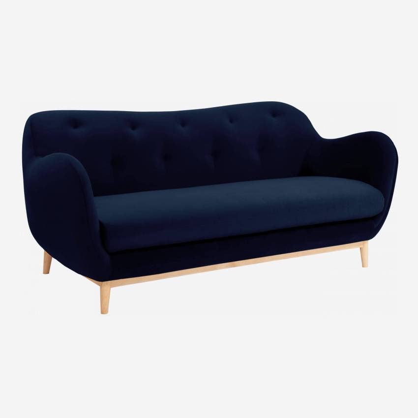 3-seater sofa in blue velvet - Design by Adrien Carvès