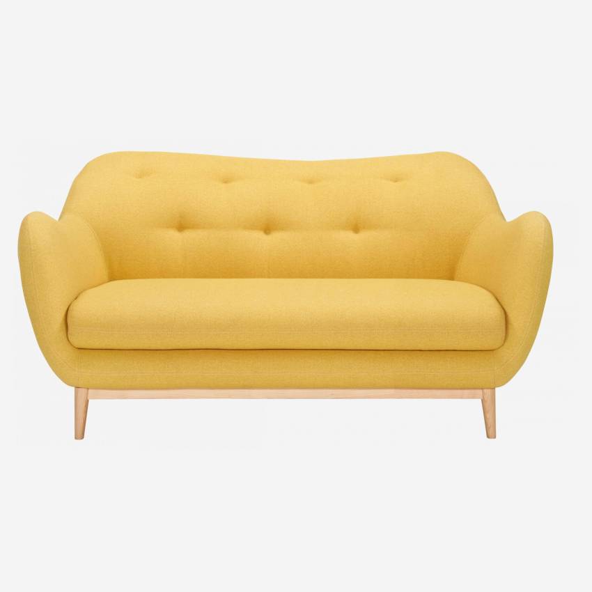 Yellow fabric 2-seater sofa - Design by Adrien Carvès