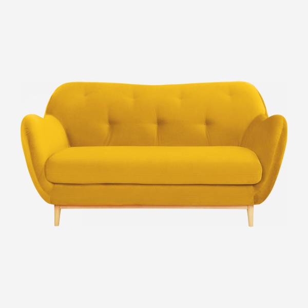2-seater sofa in mustard yellow velvet - Design by Adrien Carvès