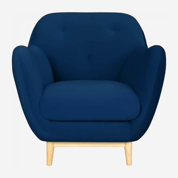 Blue velvet armchair - Design by Adrien Carvès