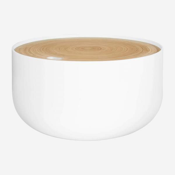Beistelltisch aus lackiertem Holz und Bambus – 60 cm – Weiß