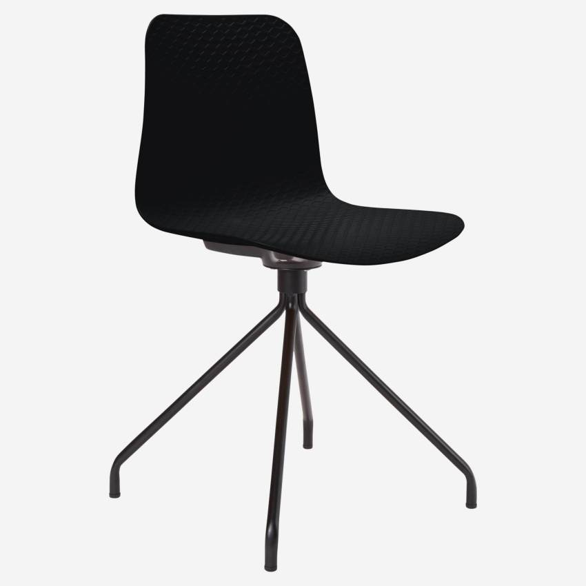 Black chair in polypropylene and lacquered steel legs