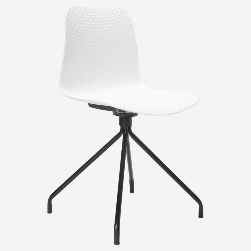 Stuhl aus Polypropylen, weiß und Beine aus Stahl, lackiert