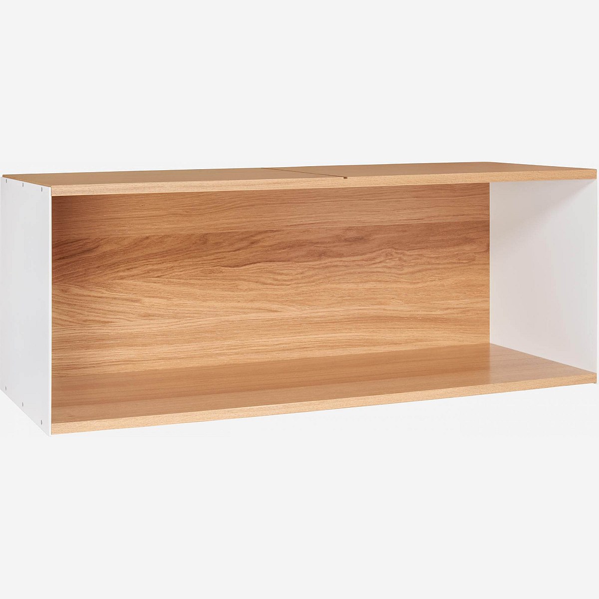 Oteo - Cajón grande de almacenaje modular abierto de roble y blanco