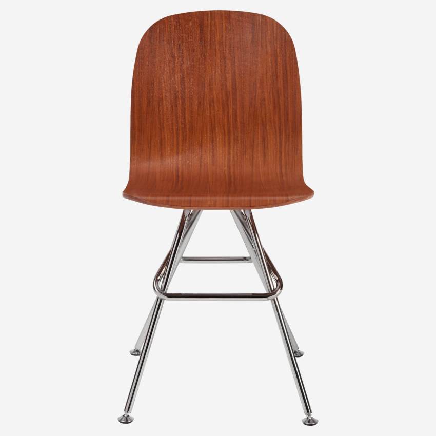Walnut chair with chrome steel legs