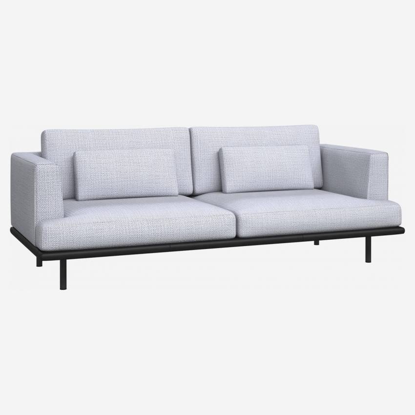 3-Sitzer Sofa aus Stoff Fasoli grey sky mit Basis aus schwarzem Leder