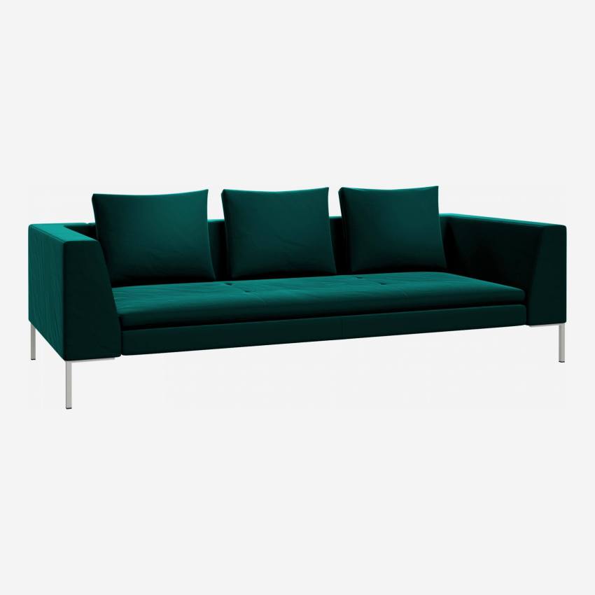 3 seater sofa in Super Velvet fabric, petrol blue