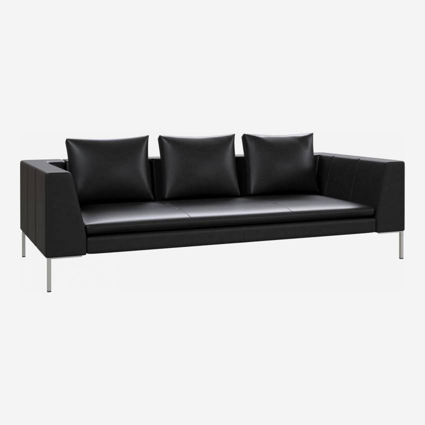 3-Sitzer-Sofa aus Savoy-Leder - Schwarz