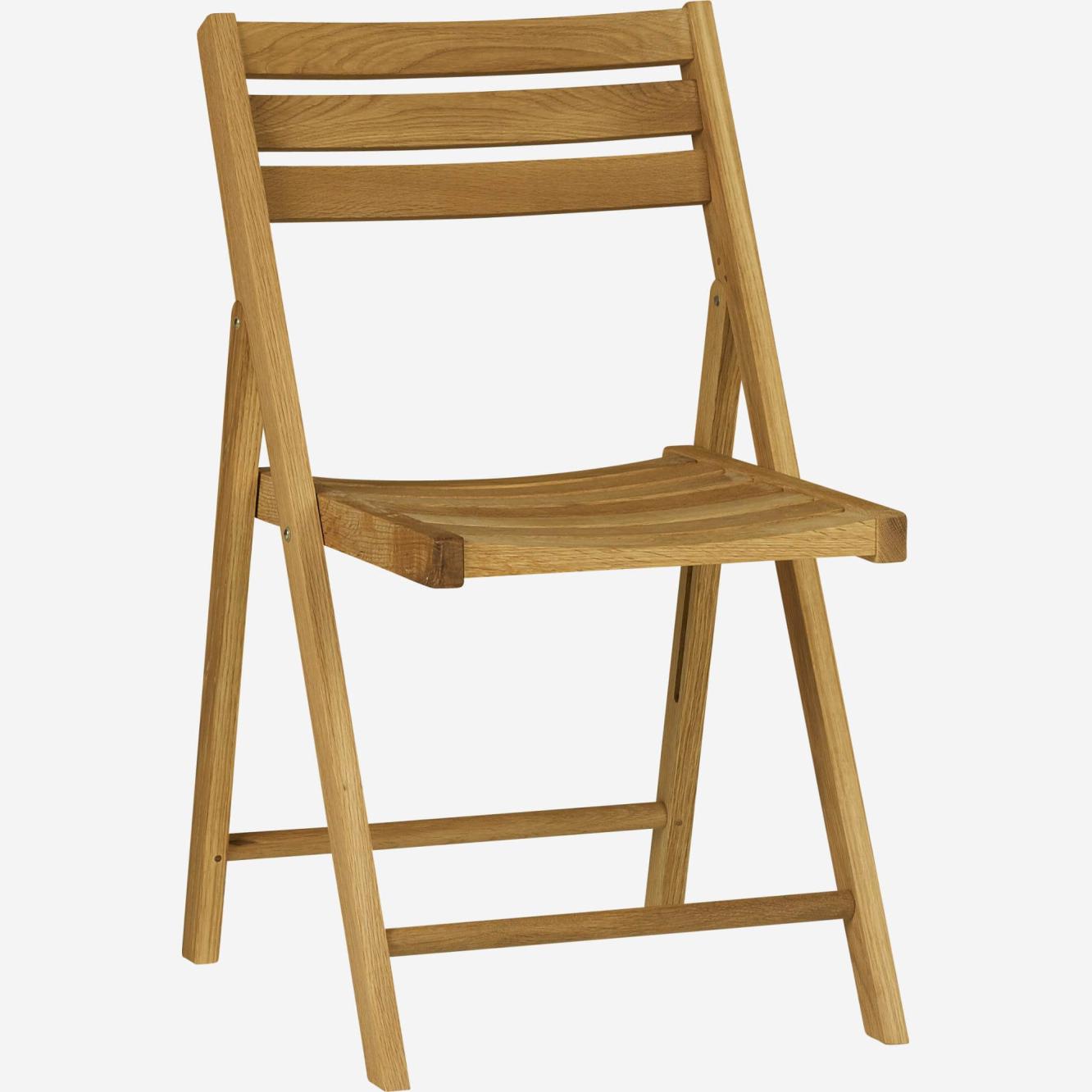 Oiled solid oak folding garden chair