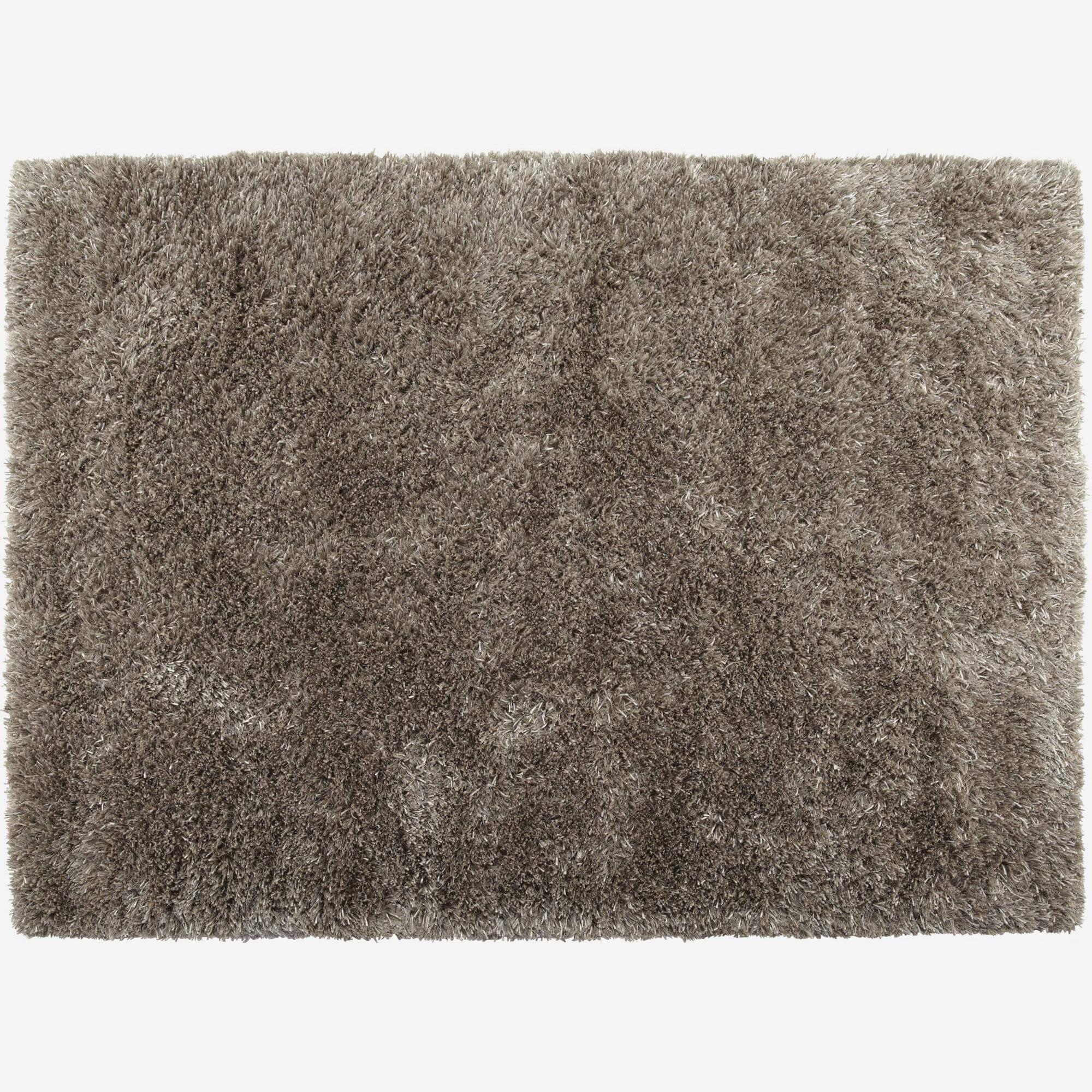 Tapis à poils longs en laine noué main - 170 x 240 cm - Gris