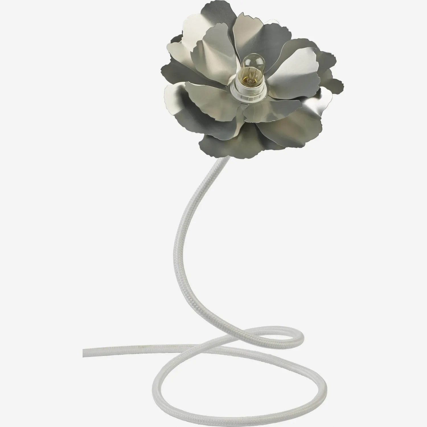 Fleur lumineuse 20cm en métal argenté