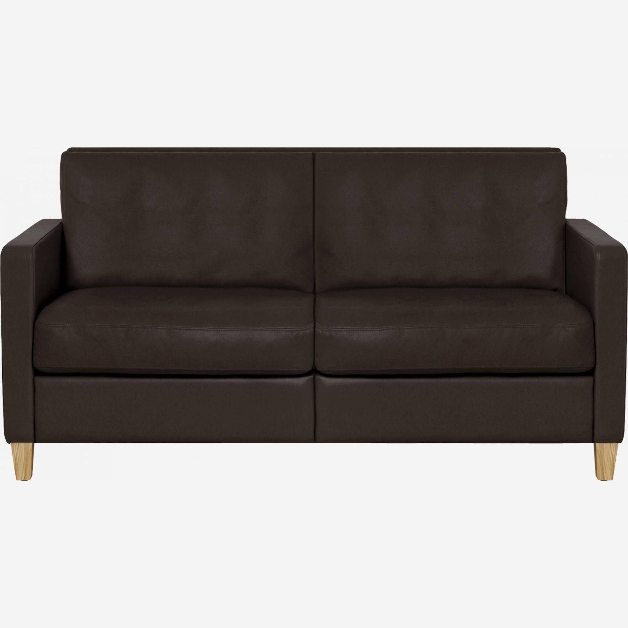 2-Sitzer-Sofa aus Leder - Braun - Eichenfüße