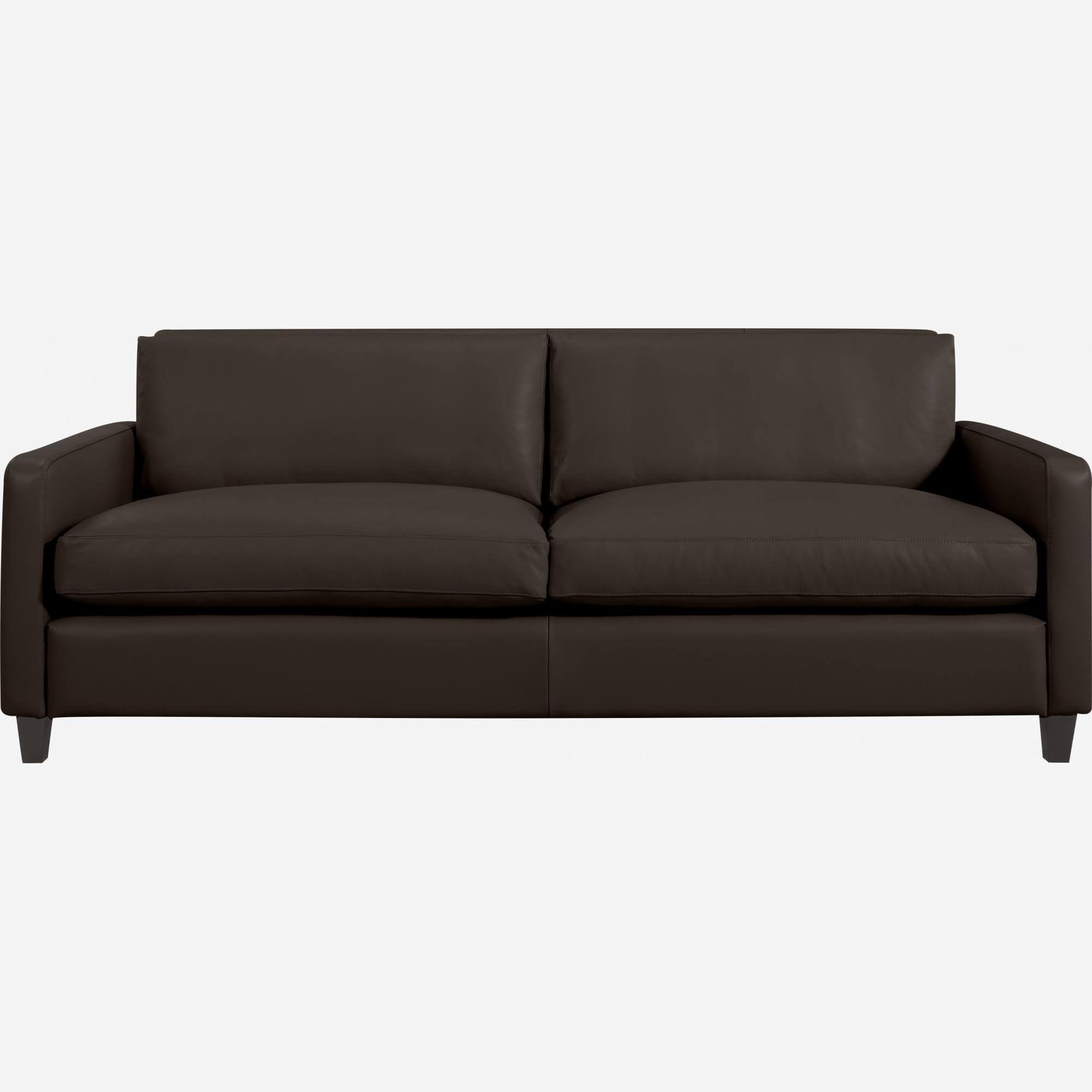 3-Sitzer-Sofa aus Leder - Braun - Schwarze Füße