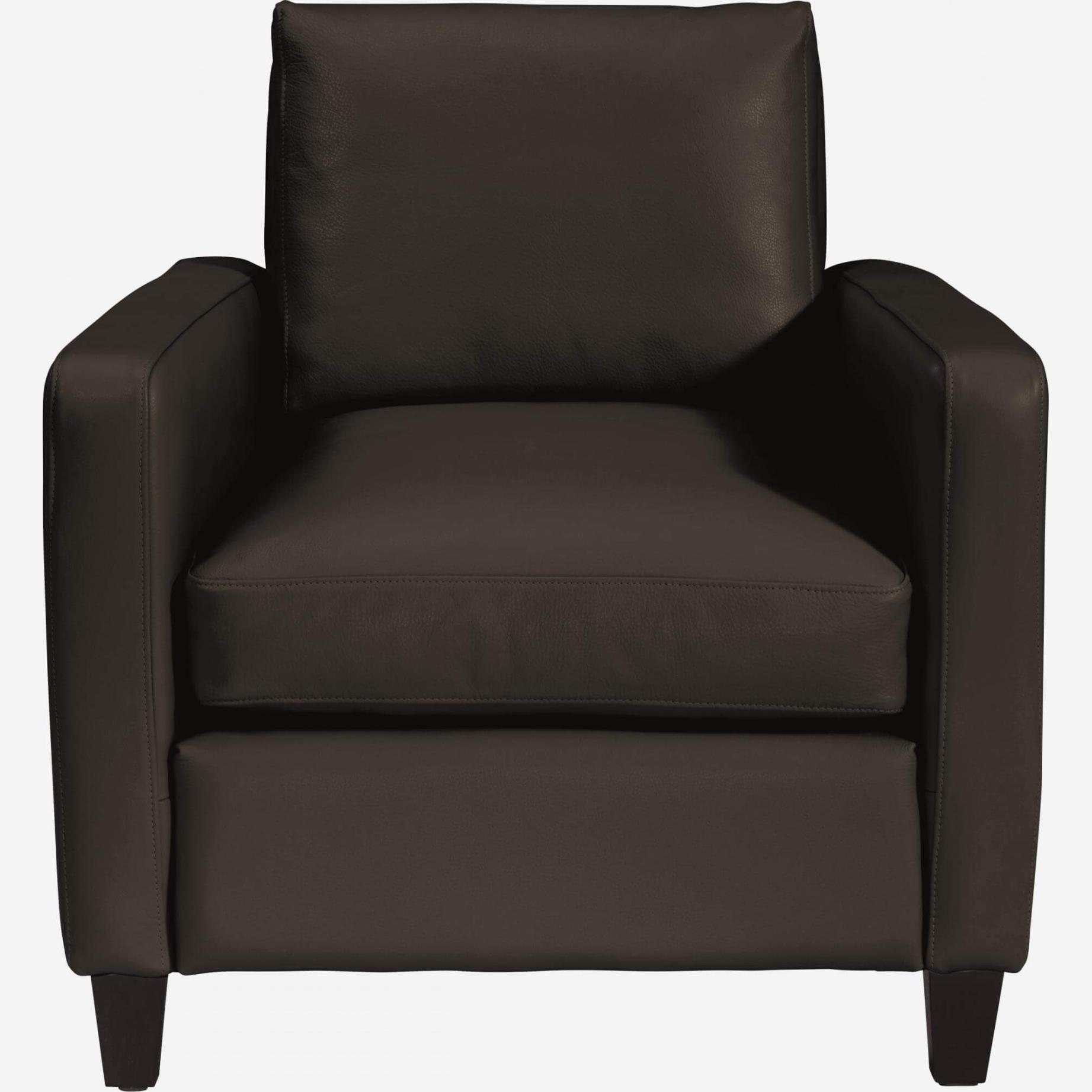 Fauteuil en cuir - Marron - Pieds noirs