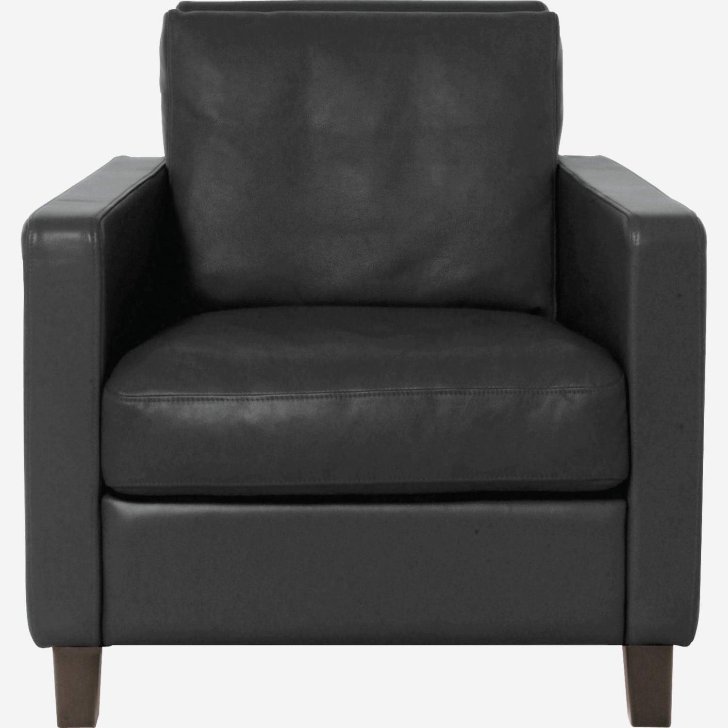 Fauteuil en cuir - Noir - Pieds noirs