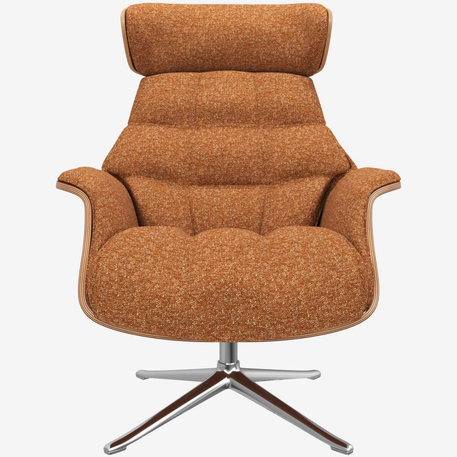 Fauteuil en noyer et tissu Lucca - Marron noisette - Pied aluminium