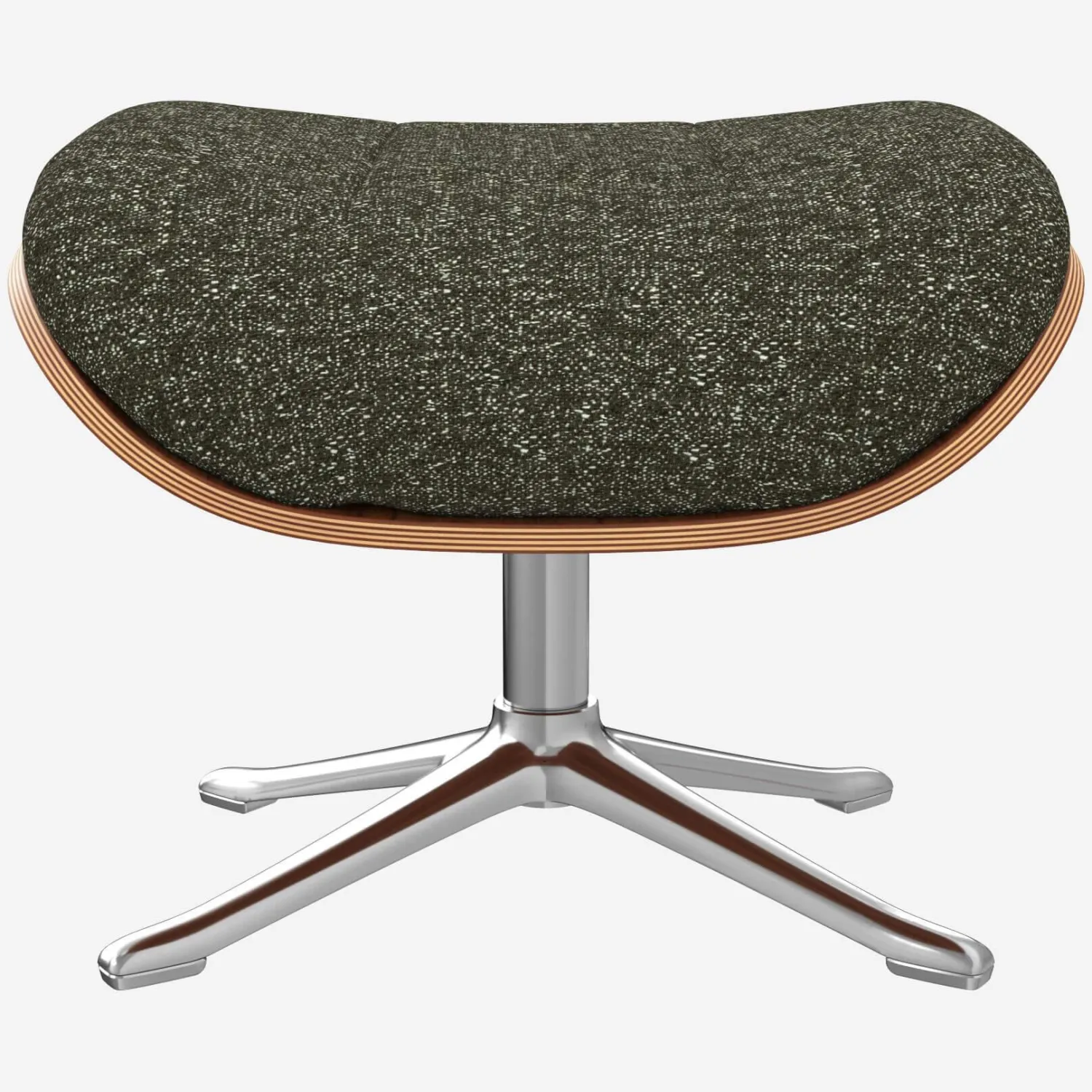 Repose-pieds en noyer et tissu Lucca - Vert mousse - Pied aluminium