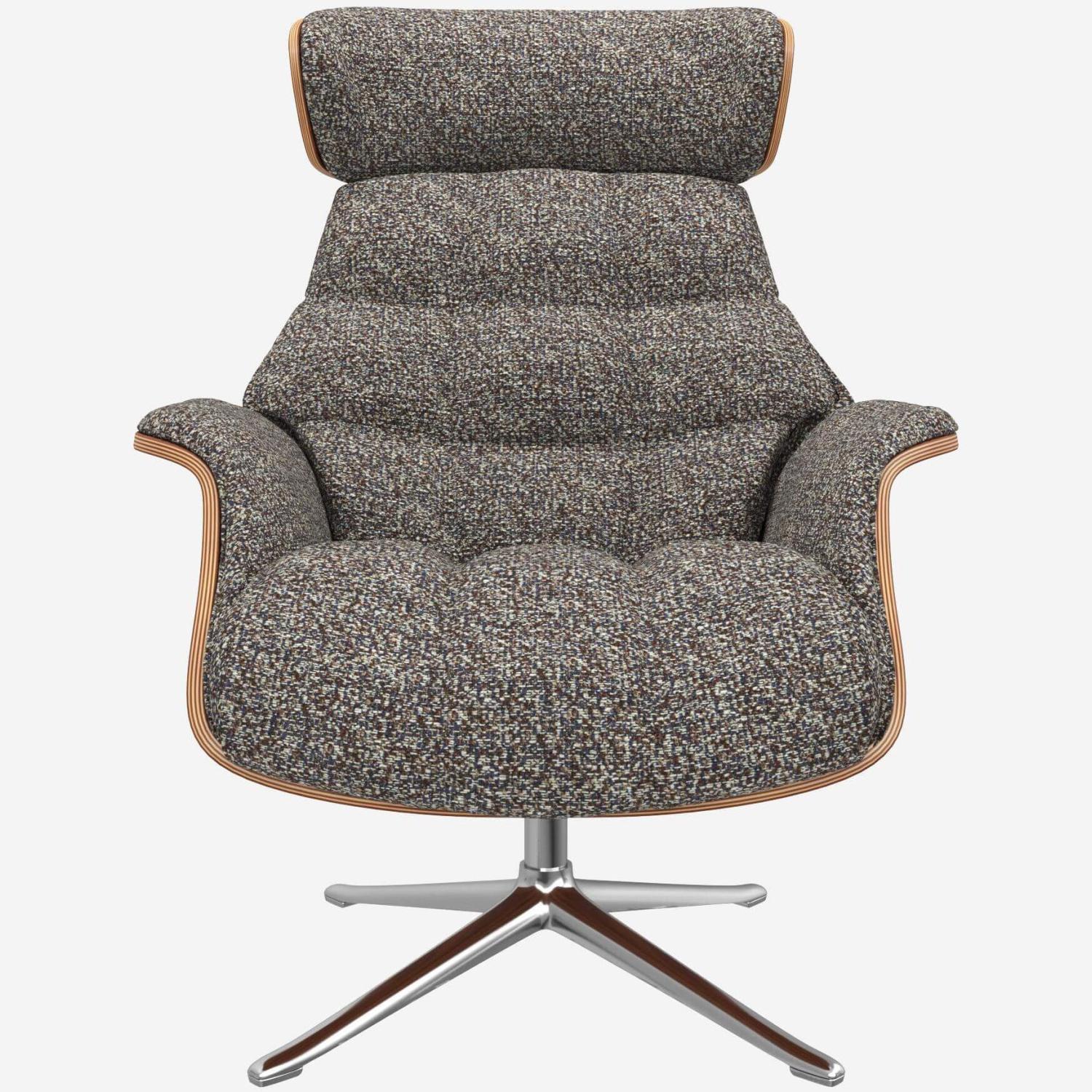 Fauteuil en noyer et tissu Venezia - Bleu zingué - Pied aluminium
